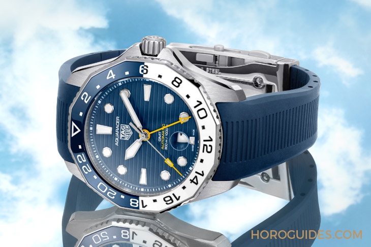 TAG HEUER - 藍白陶瓷圈！ TAG Heuer Aquaracer Professional 300 GMT兩地時間腕表