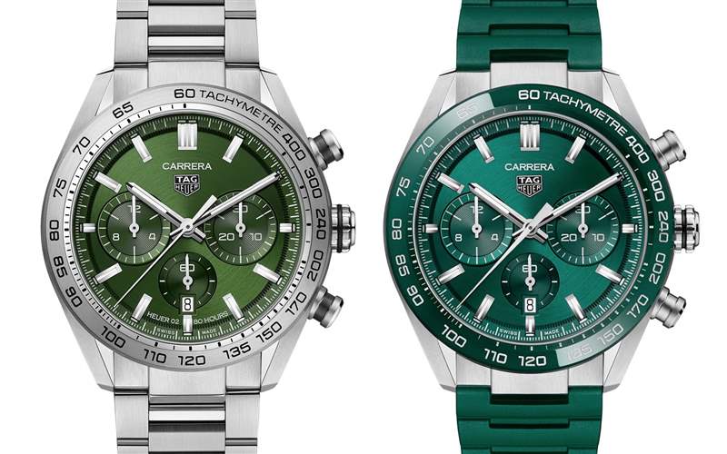 泰格豪雅推出Carrera Chronograph 44mm Green計(jì)時(shí)碼表：新綠色盤+陶瓷表圈