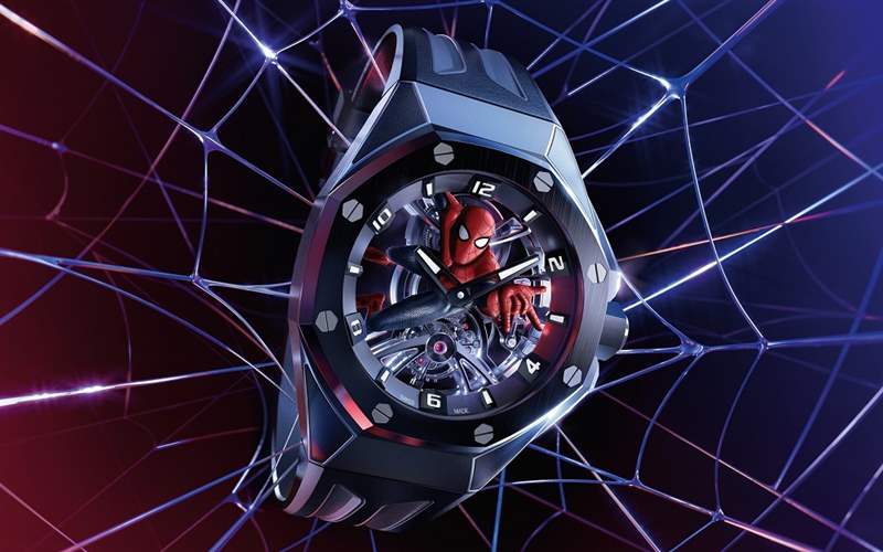 愛彼推出Royal Oak Concept Tourbillon Spider-Man蜘蛛俠主題鏤空陀飛輪腕表